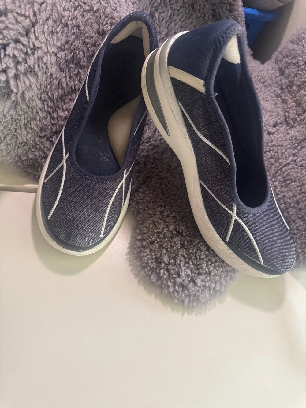 Bzees Navy and White Slip-On Women's Sneakers